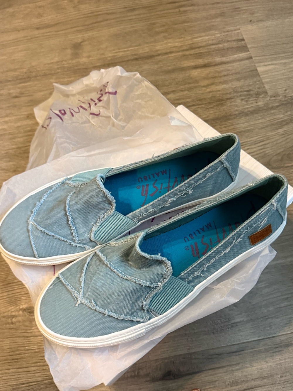 Blowfish Light Blue Canvas Slip-On Mules